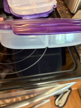 Purple Plastic Divided Food Storage Container - Home Kitchen